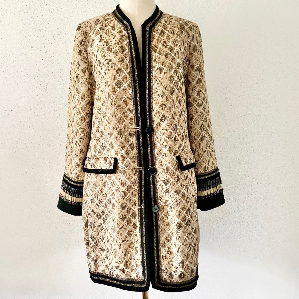 Chico's Artisan Adele Jacket Embroidered Gold/Bla… - image 5